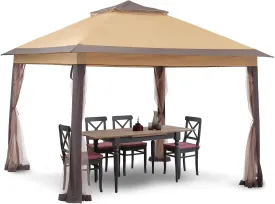 11X11 Ft Gazebo Tent with Mosquito Netting, Folding Heavy Duty Height Adjustable Sun Shelter Gazebos