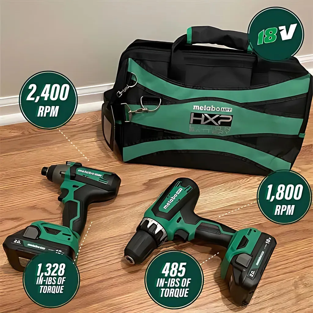 18V Brushed Hammer Drill and Impact Driver Combo Kit