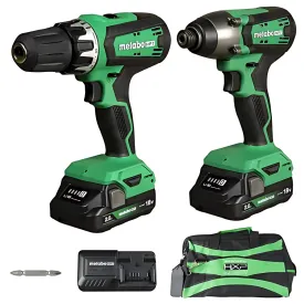 18V Brushed Hammer Drill and Impact Driver Combo Kit