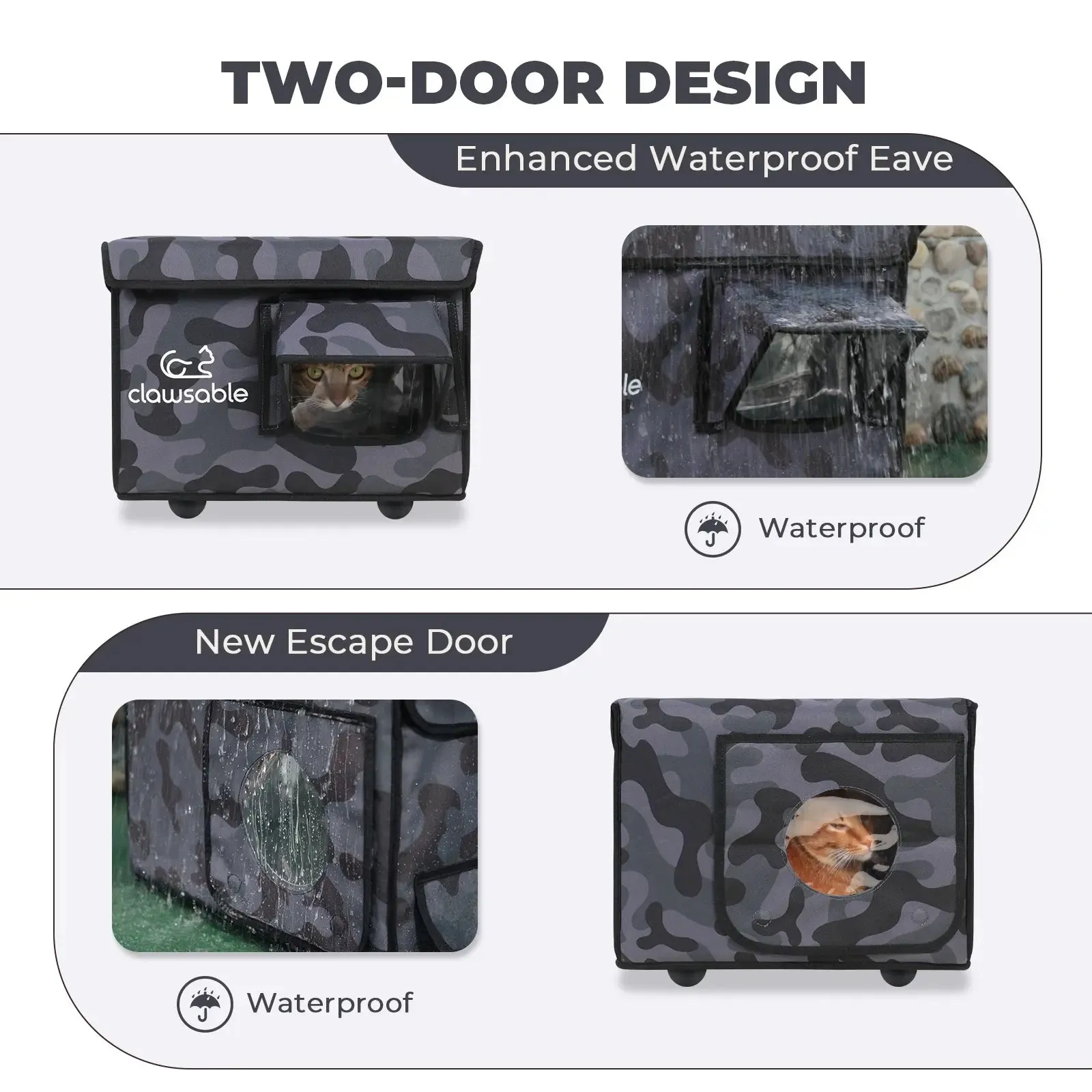 2-Door Lift-Top Heated Outdoor Cat House Small