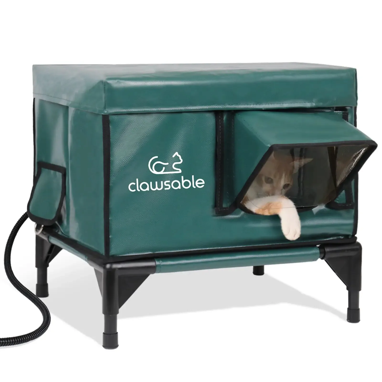 2-Door Portable Elevated Heated Outdoor Cat House Small