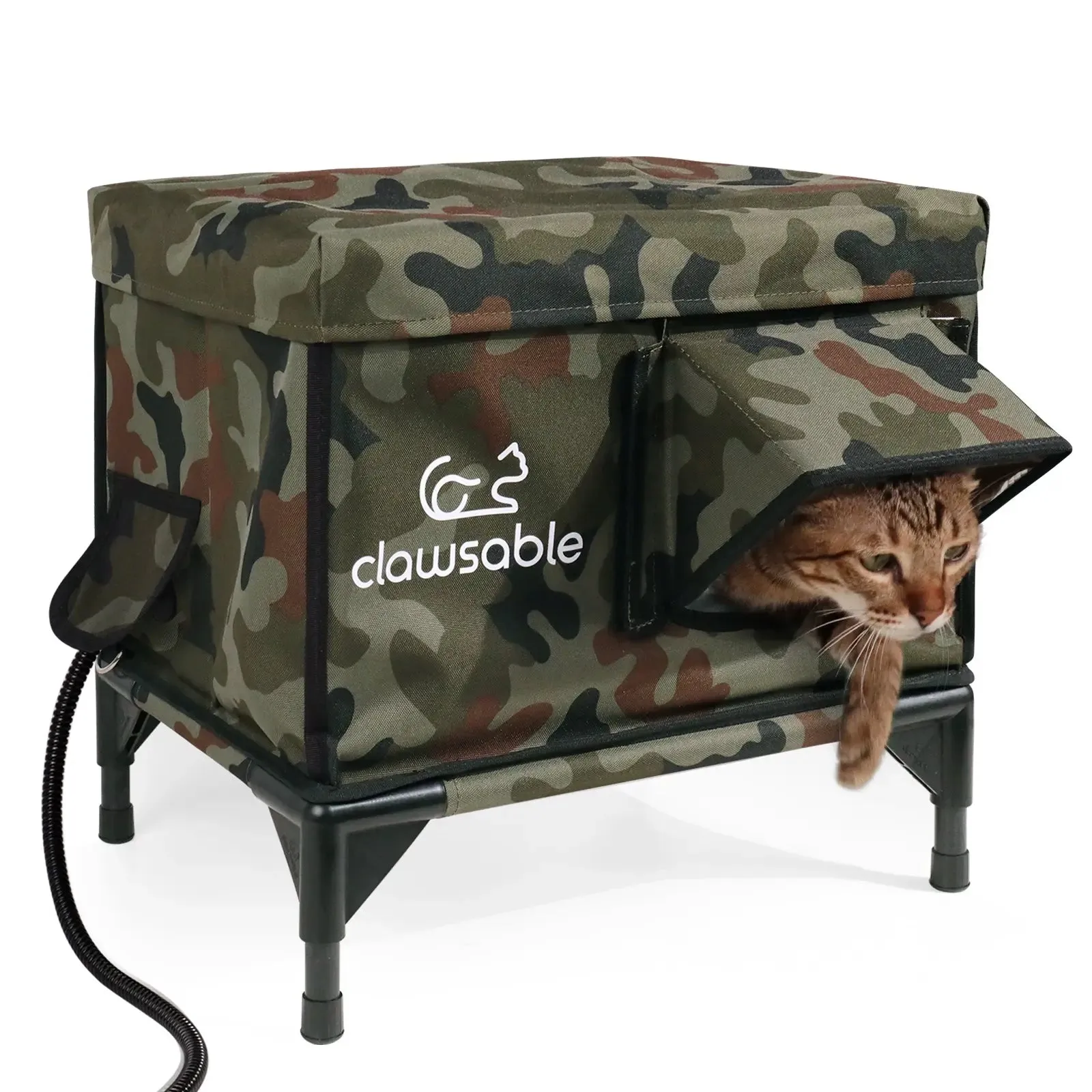 2-Door Portable Elevated Heated Outdoor Cat House Small