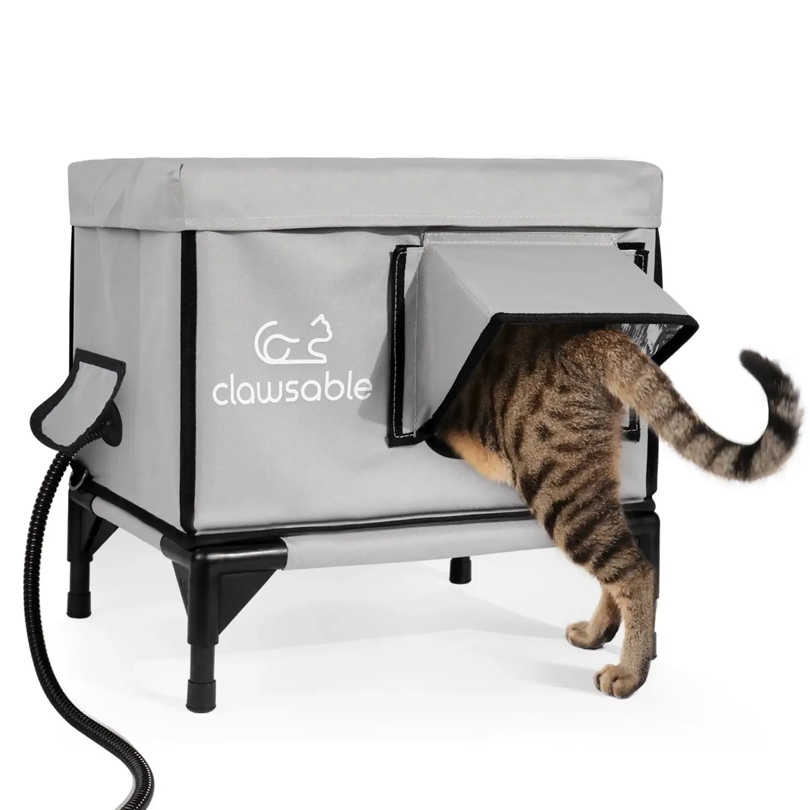 2-Door Portable Elevated Heated Outdoor Cat House Small