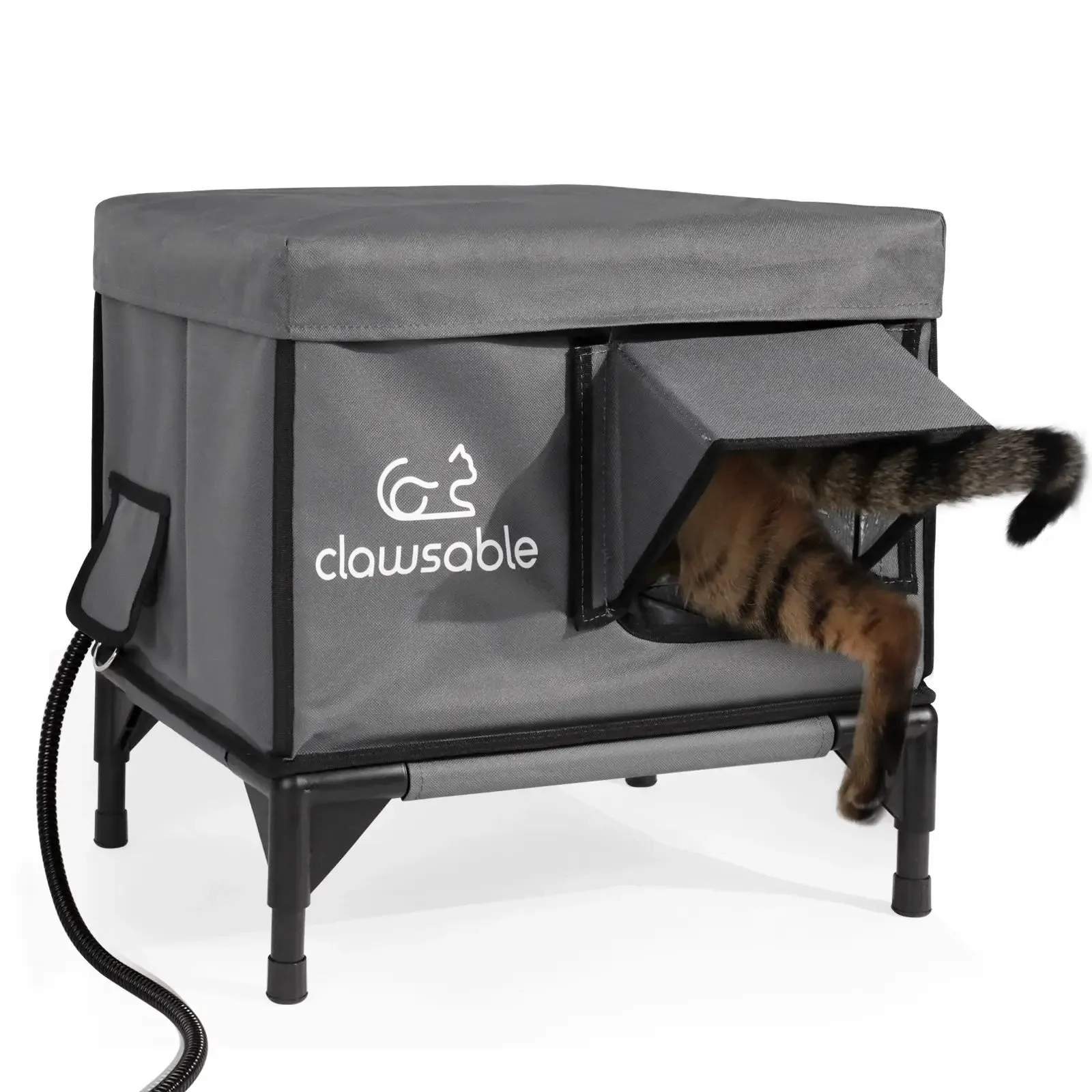2-Door Portable Elevated Heated Outdoor Cat House Small