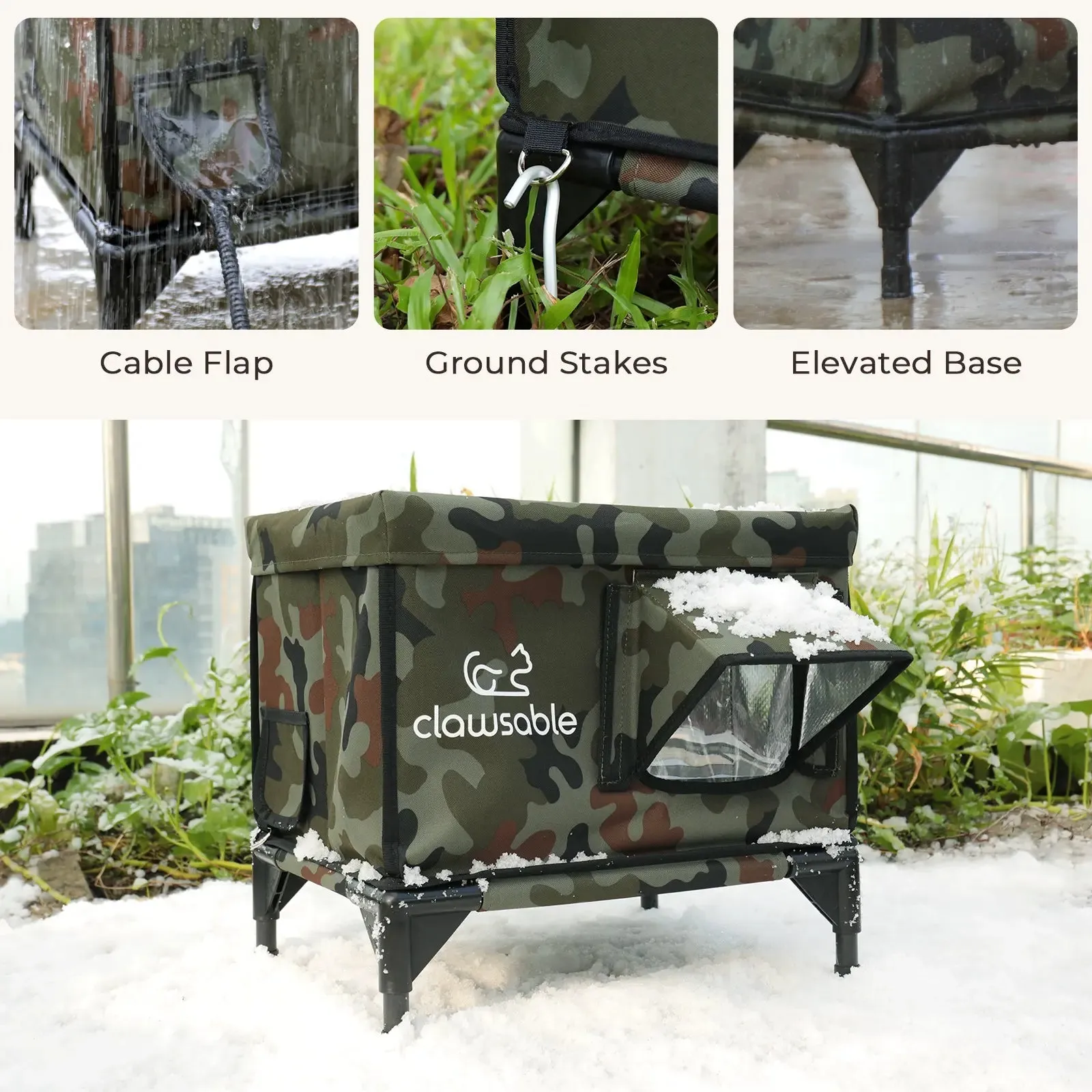 2-Door Portable Elevated Heated Outdoor Cat House Small