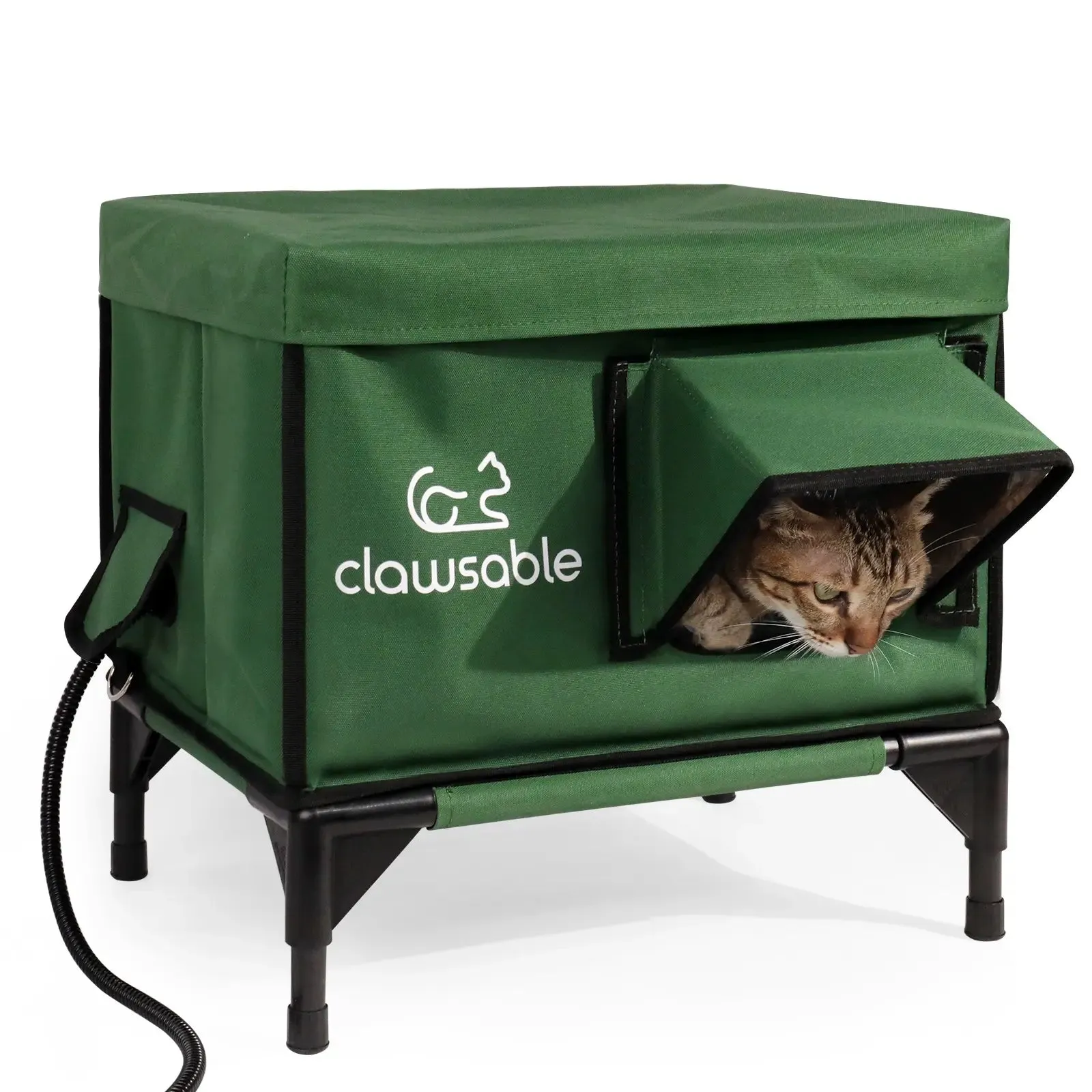 2-Door Portable Elevated Heated Outdoor Cat House Small
