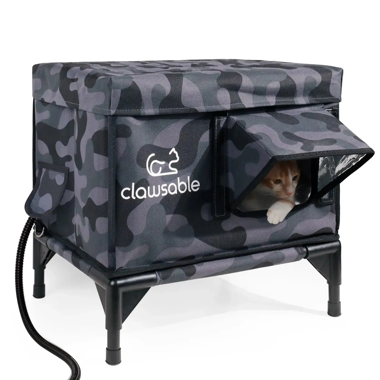 2-Door Portable Elevated Heated Outdoor Cat House Small