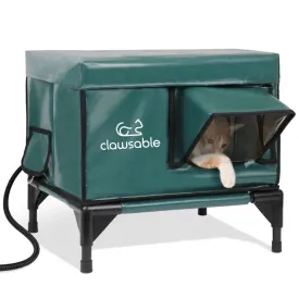2-Door Portable Elevated Heated Outdoor Cat House Small