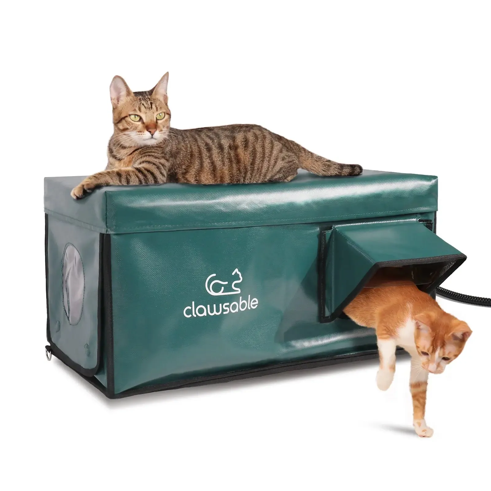 2-Door Portable Heated Outdoor Cat House Large