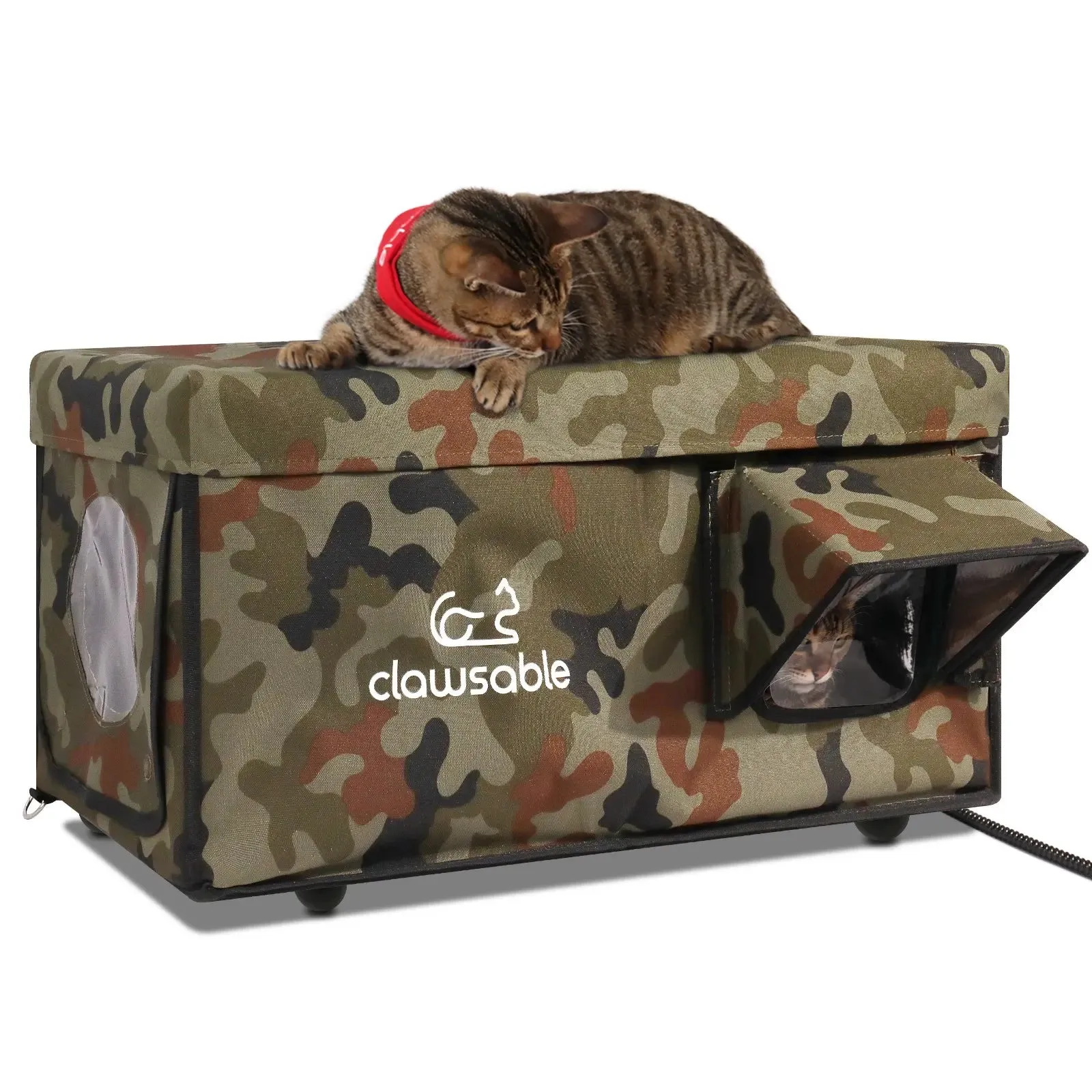 2-Door Portable Heated Outdoor Cat House Large