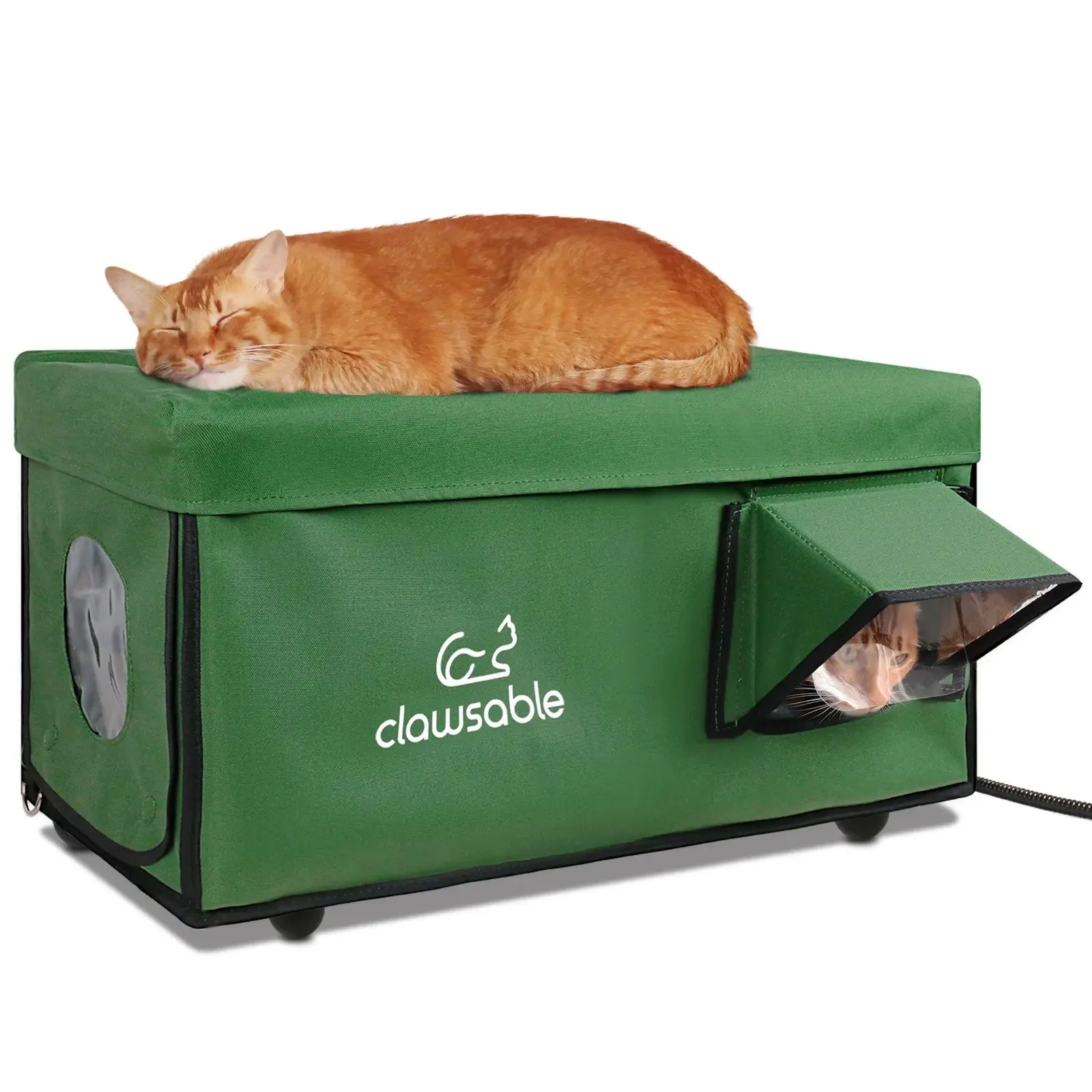 2-Door Portable Heated Outdoor Cat House Large