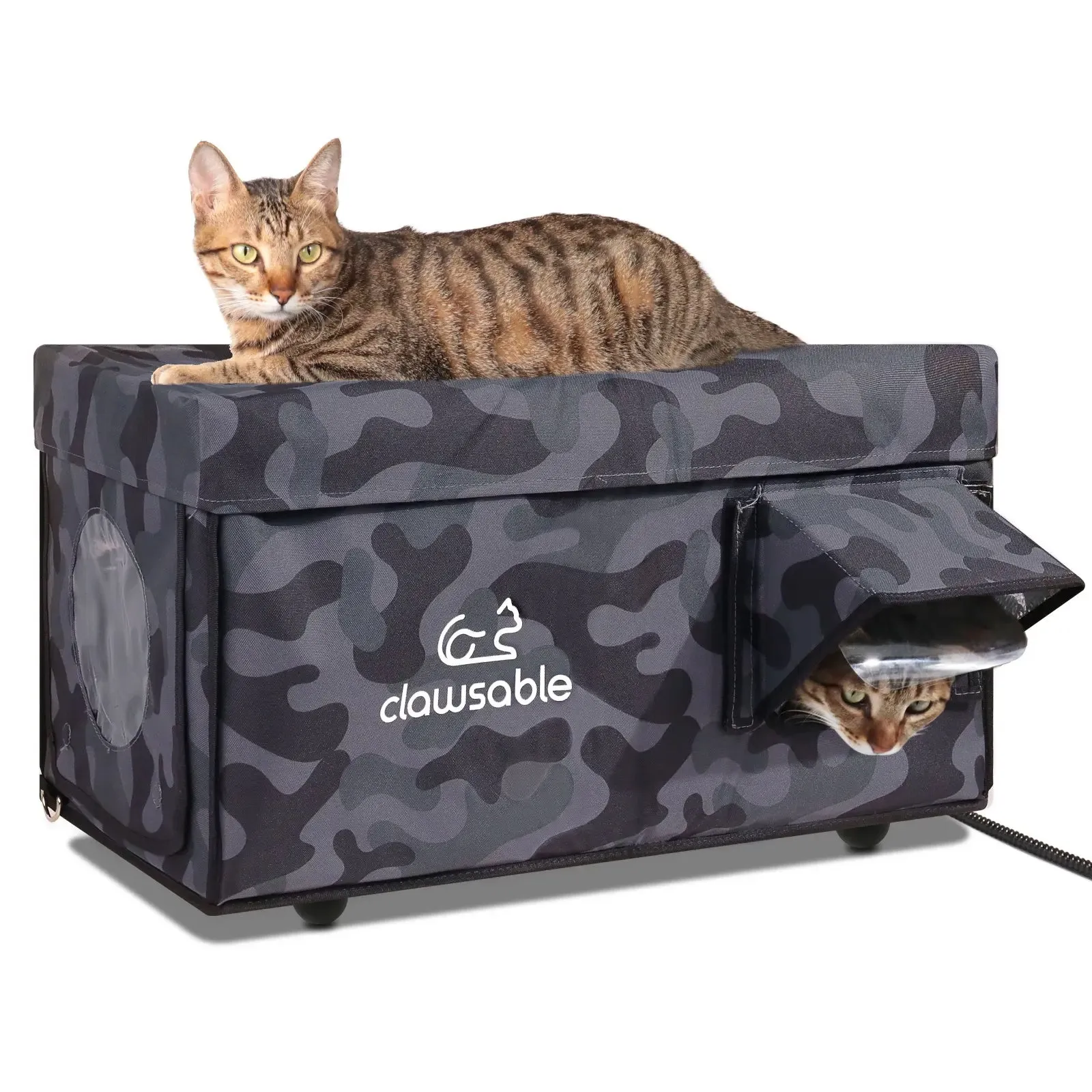 2-Door Portable Heated Outdoor Cat House Large