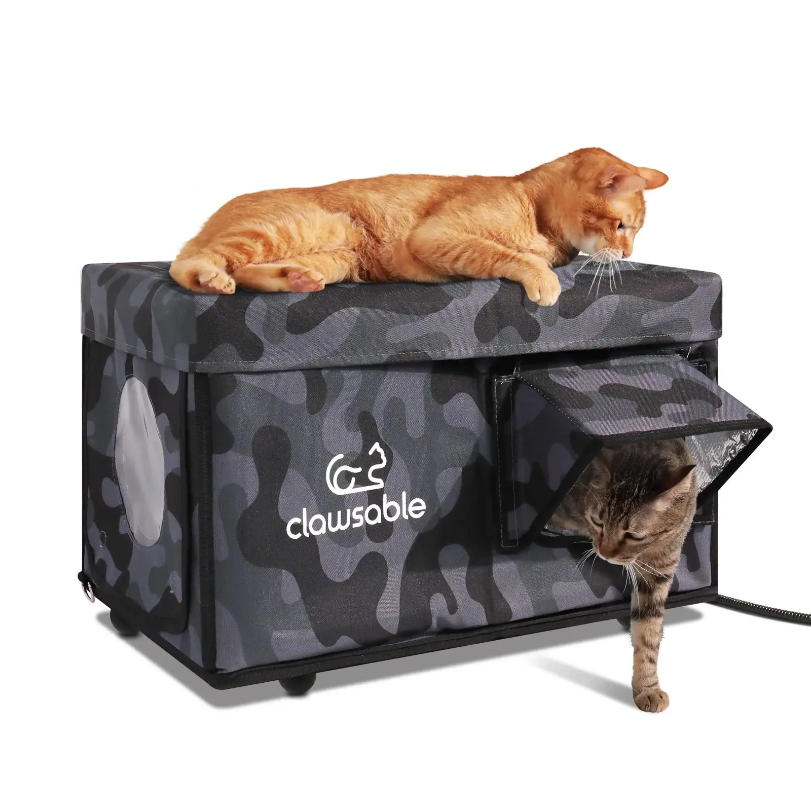 2-Door Portable Heated Outdoor Cat House Medium