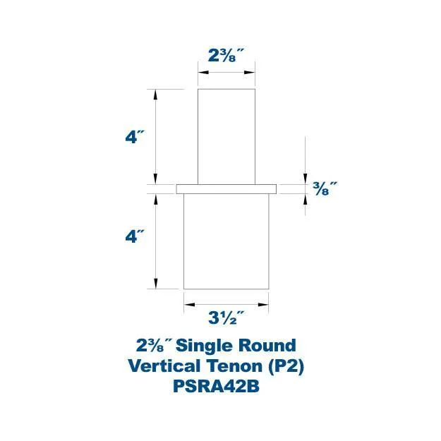4" Single Round Vertical Tenon, Black