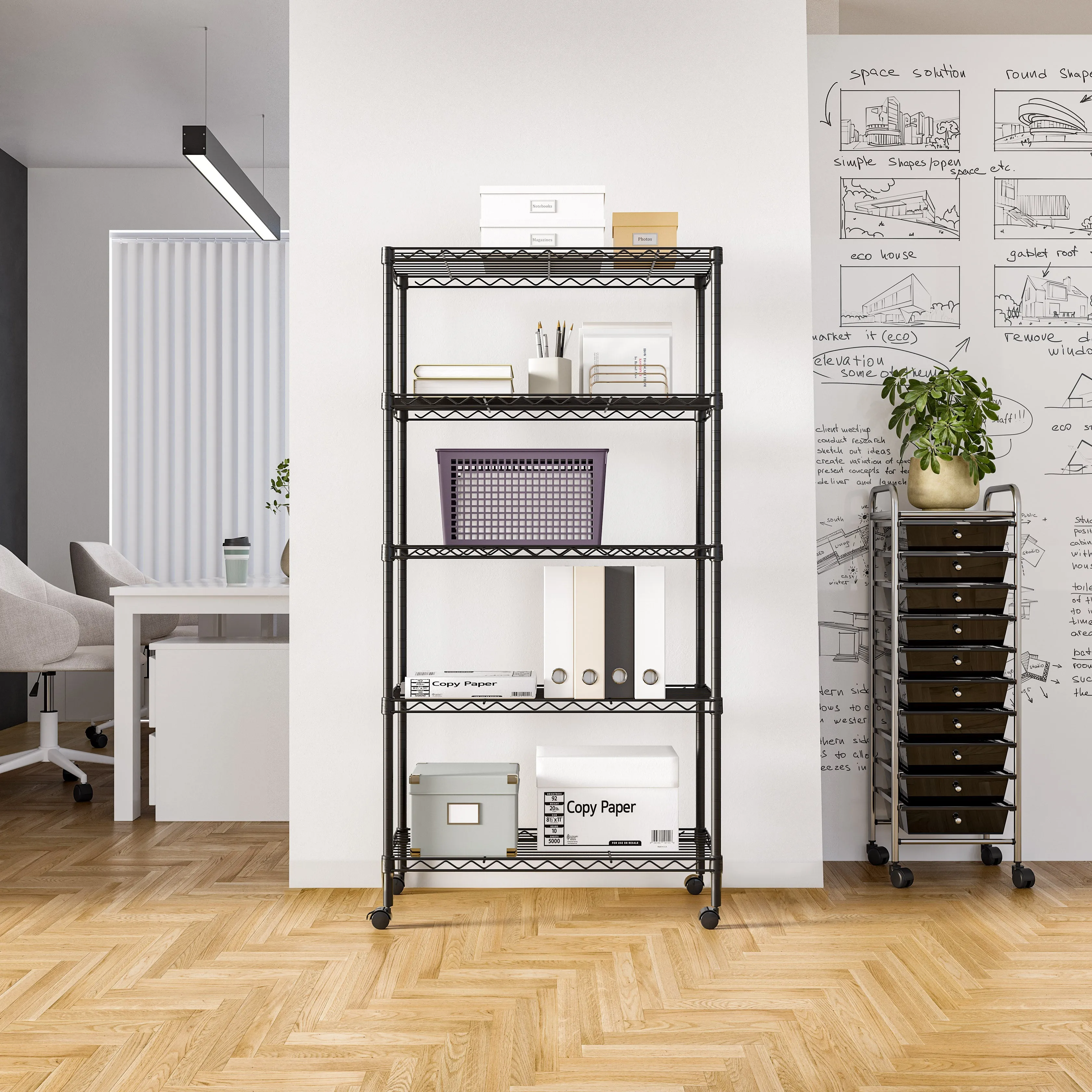 5-Tier Steel Shelving, Black
