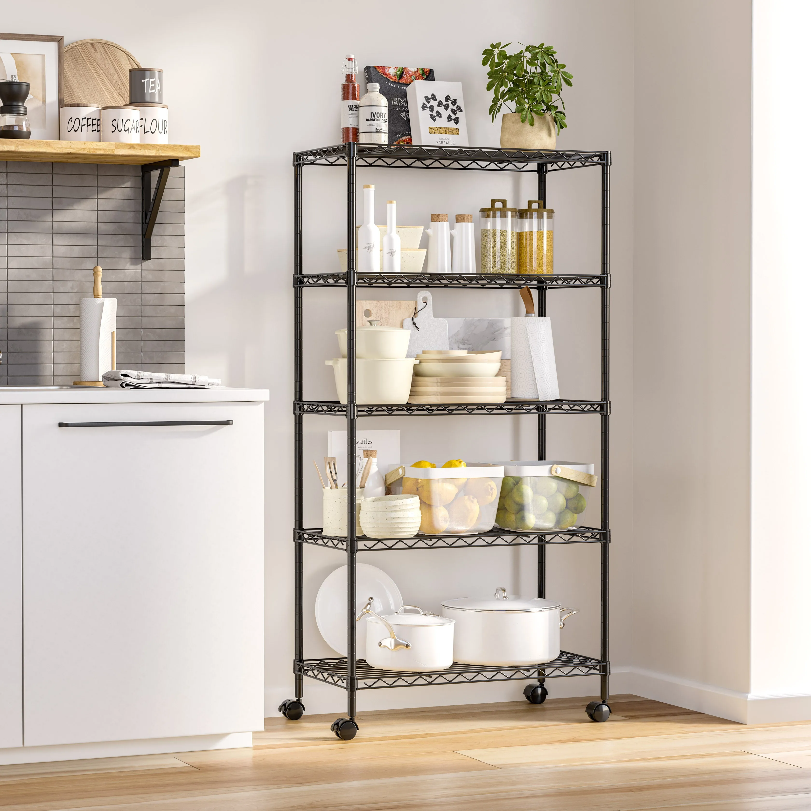 5-Tier Steel Shelving, Black