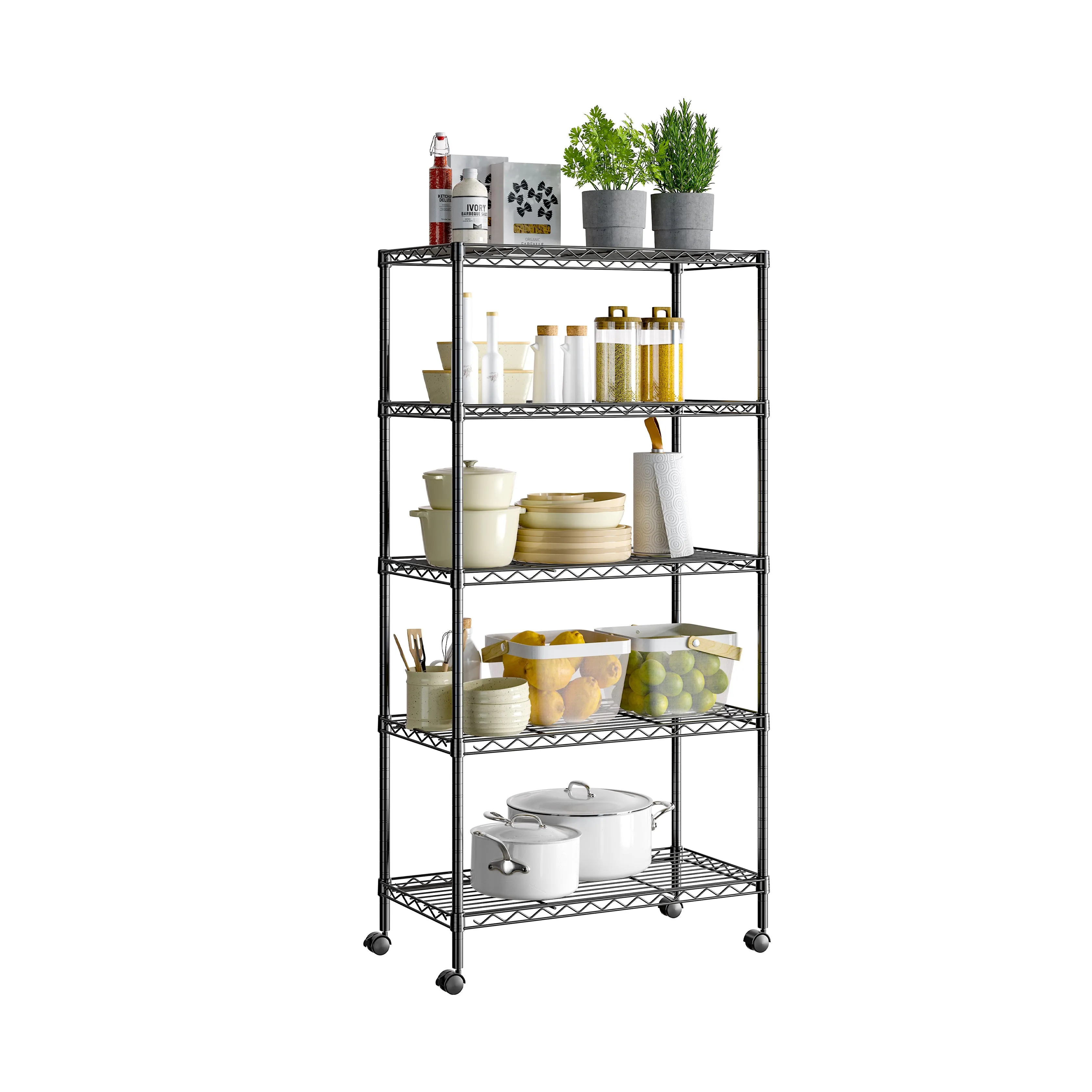 5-Tier Steel Shelving, Black