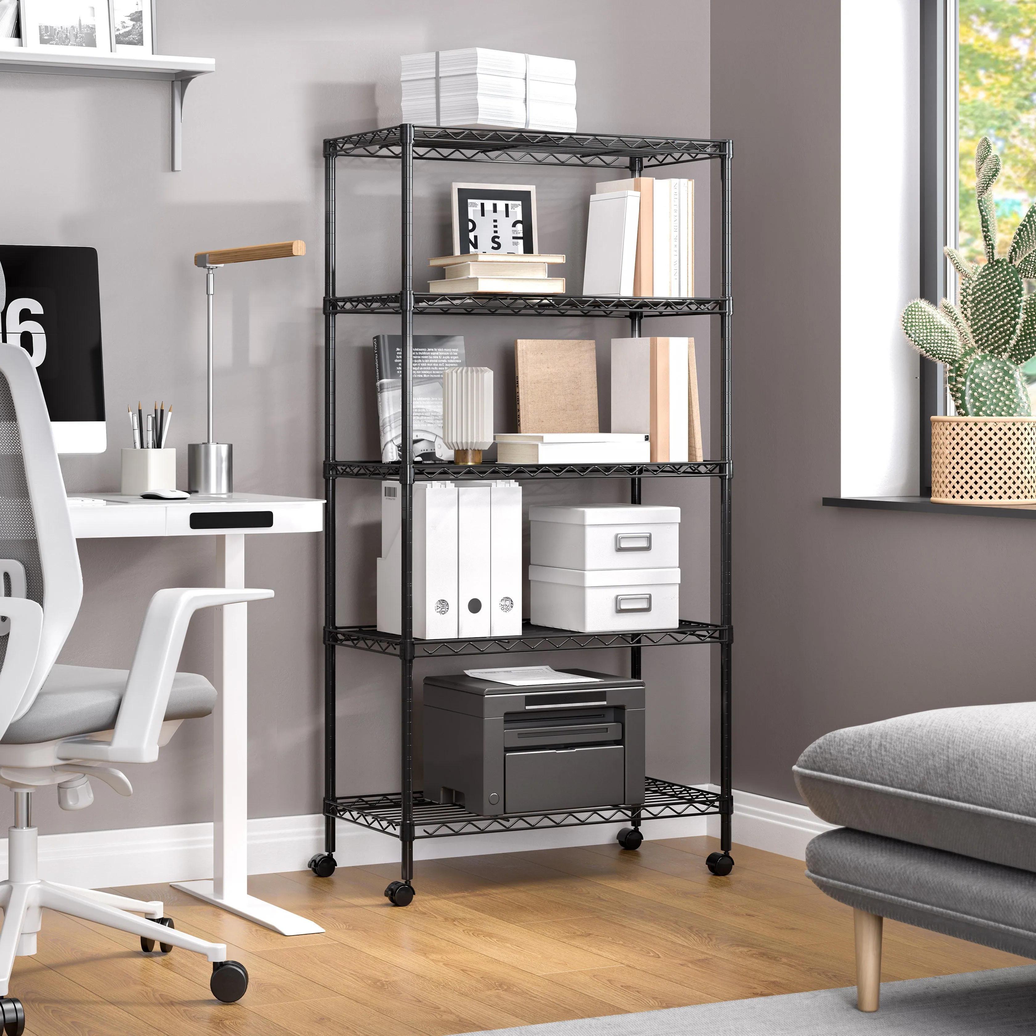 5-Tier Steel Shelving, Black