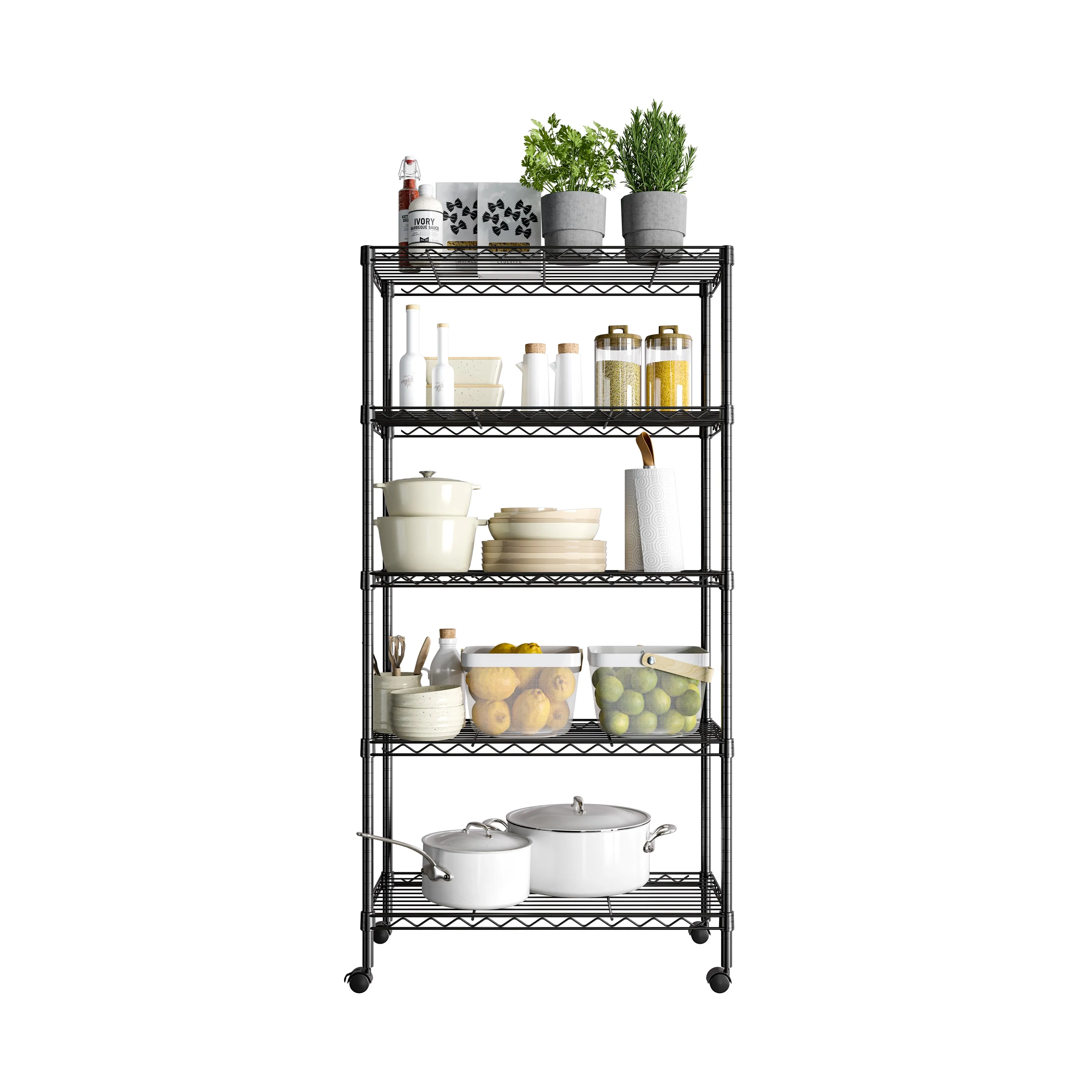 5-Tier Steel Shelving, Black