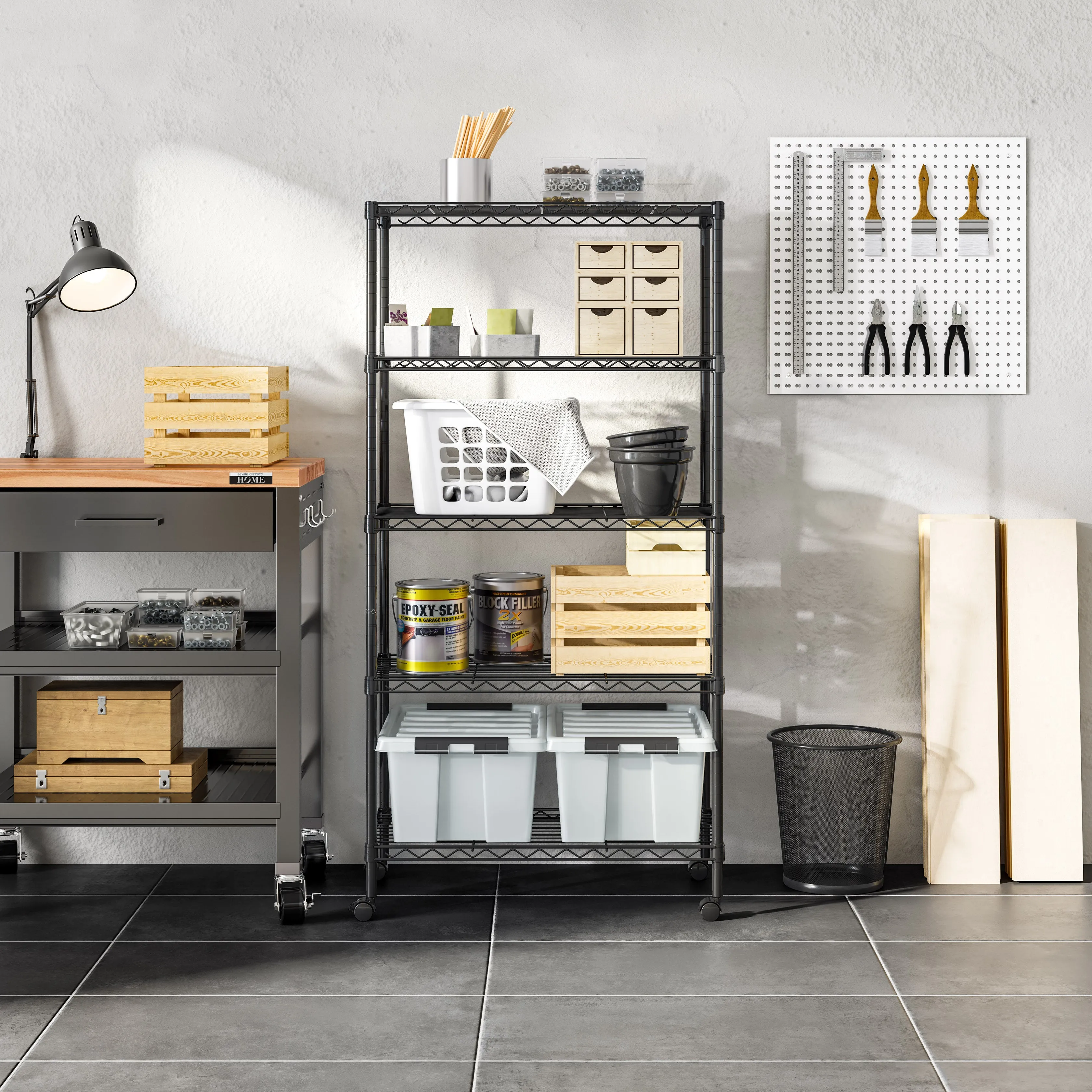 5-Tier Steel Shelving, Black