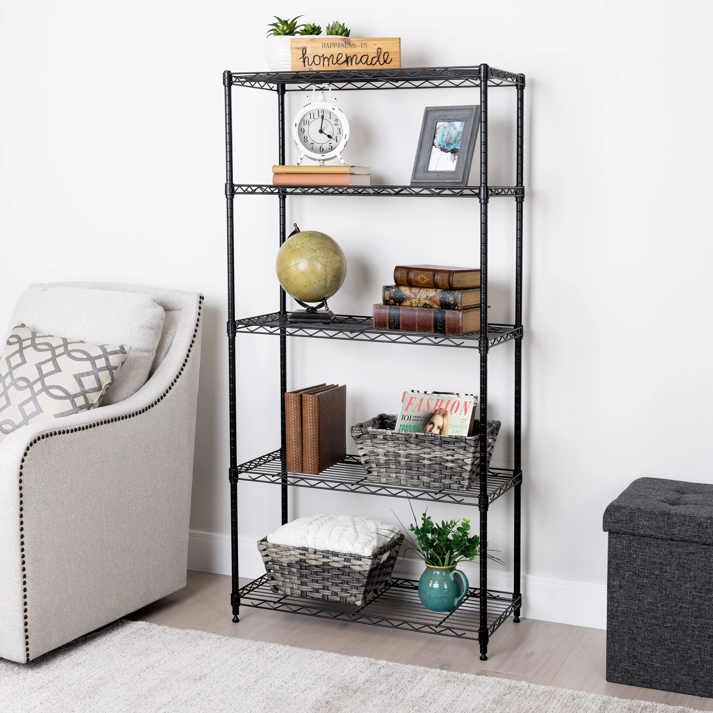 5-Tier Steel Shelving, Black