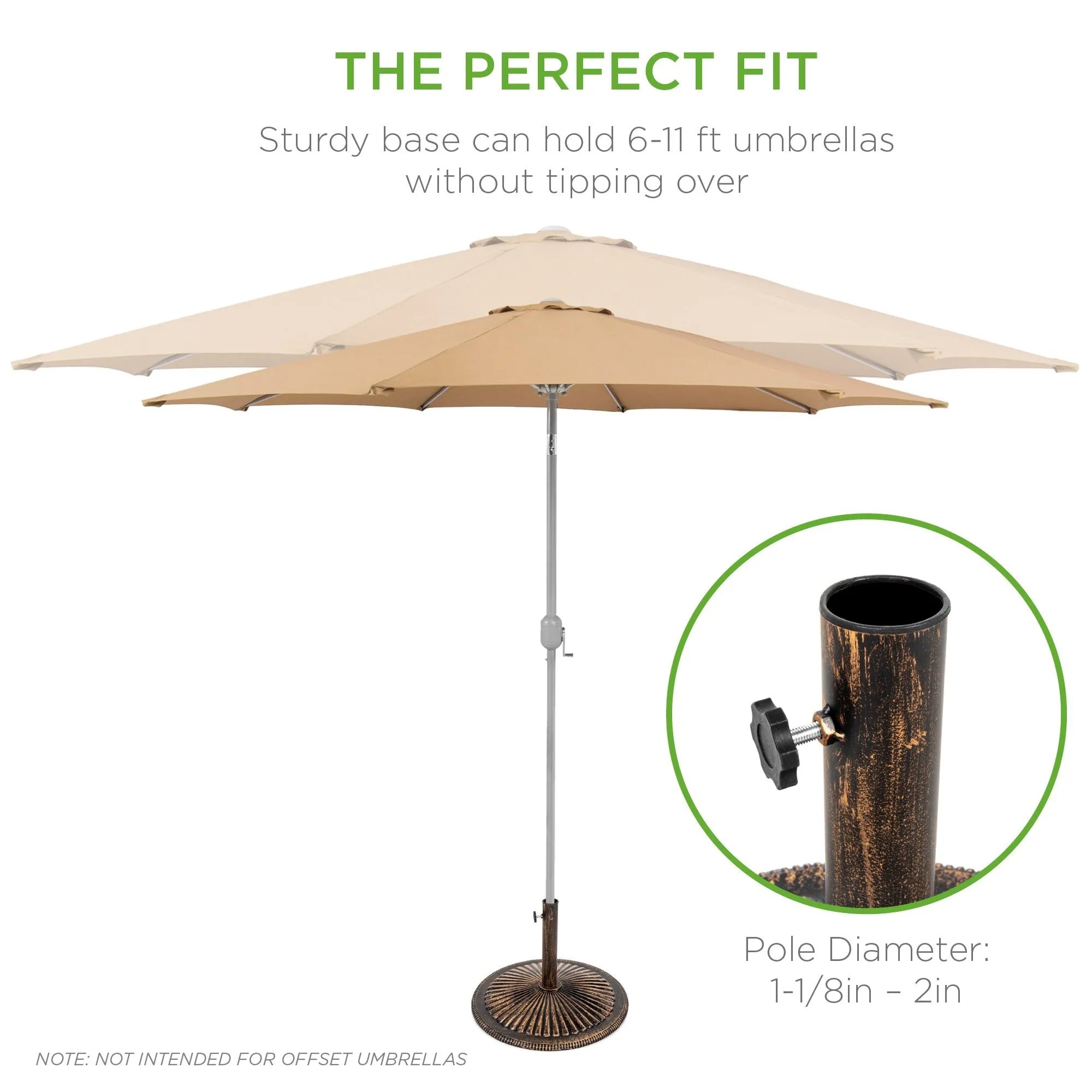 50lb Cast Iron Umbrella Base Stand w/ Detachable Stem