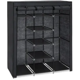 9-Shelf Portable Fabric Closet w/ Cover and Adjustable Rods - Black