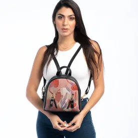 Black Mini Backpack Girl Art