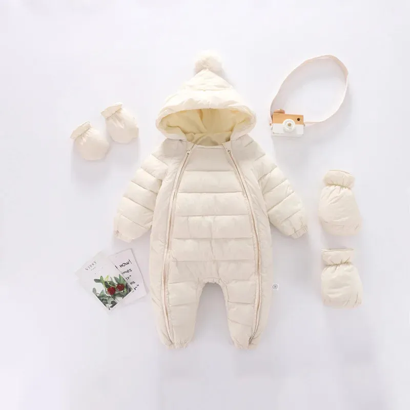 Breathable windproof thermal suit with hood and multi-variant zip