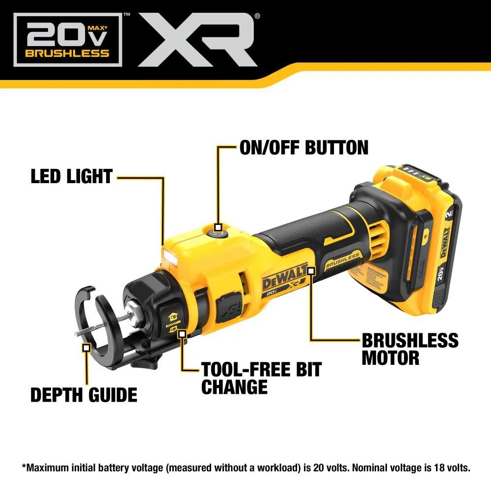 DeWALT 20V DCE555D2 MAX XR Drywall Cut Out Tool Kit