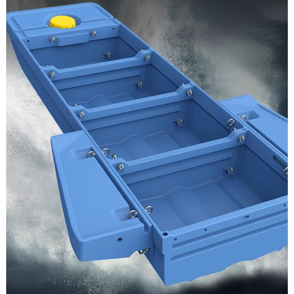 Four-section L8.3ft vehicle-mounted stackable portable PE engineering plastic fishing boat（3 adults）