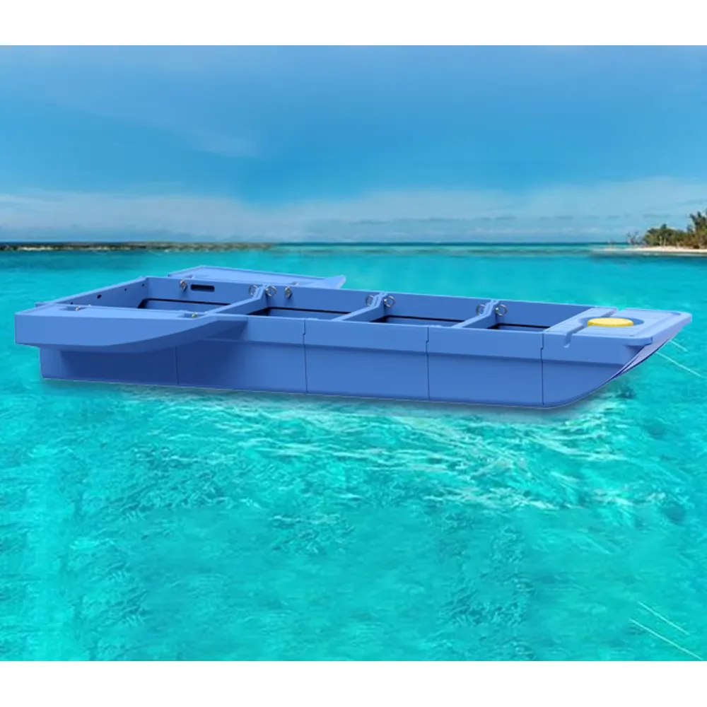 Four-section L8.3ft vehicle-mounted stackable portable PE engineering plastic fishing boat（3 adults）