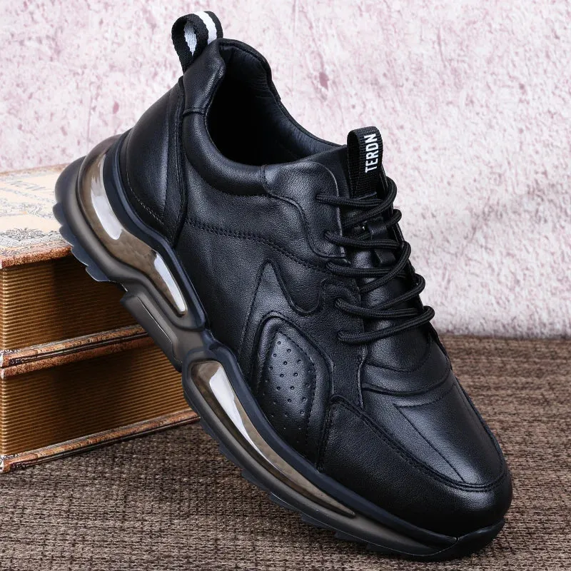 Genuine Leather Men's Casual Sports Sneaker-Shock-Absorbent Air Cushion