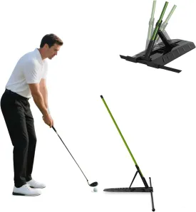 Golf Alignment Stick Holder, Golf Training Aid Teaching Equipment for Aiming, for Aiming, Putting, Full Swing Trainer, Posture Corrector, Golf Swing Trainer with Metal Sticks