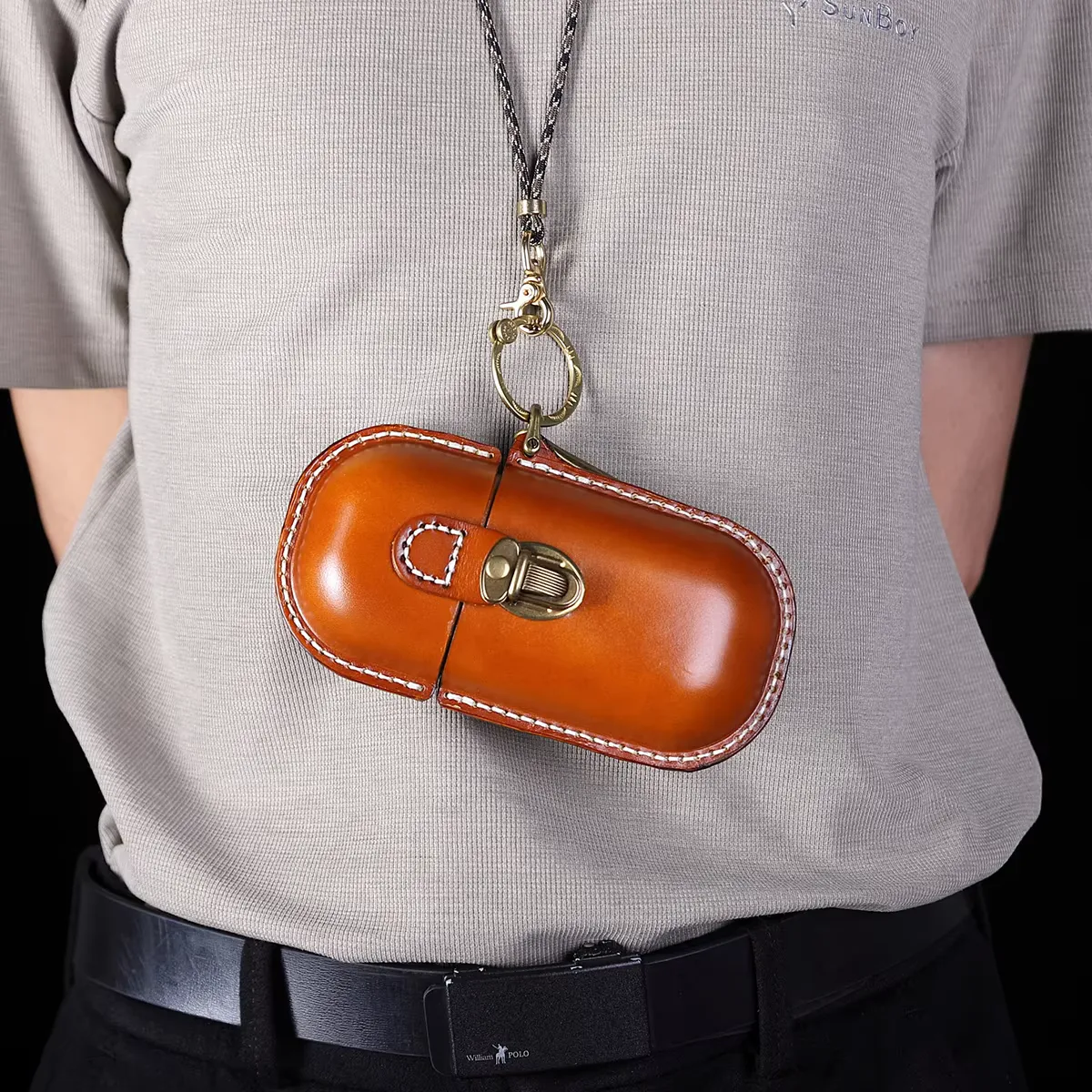Handmade Cowhide Leather Eyeglass Case - Durable Hard Shell Protection