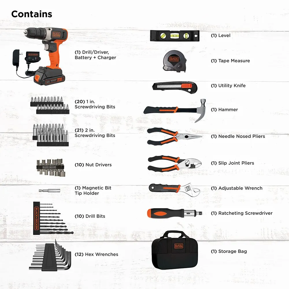 Home Tool Kit With 20V MAX Drill | Driver, 83-Piece