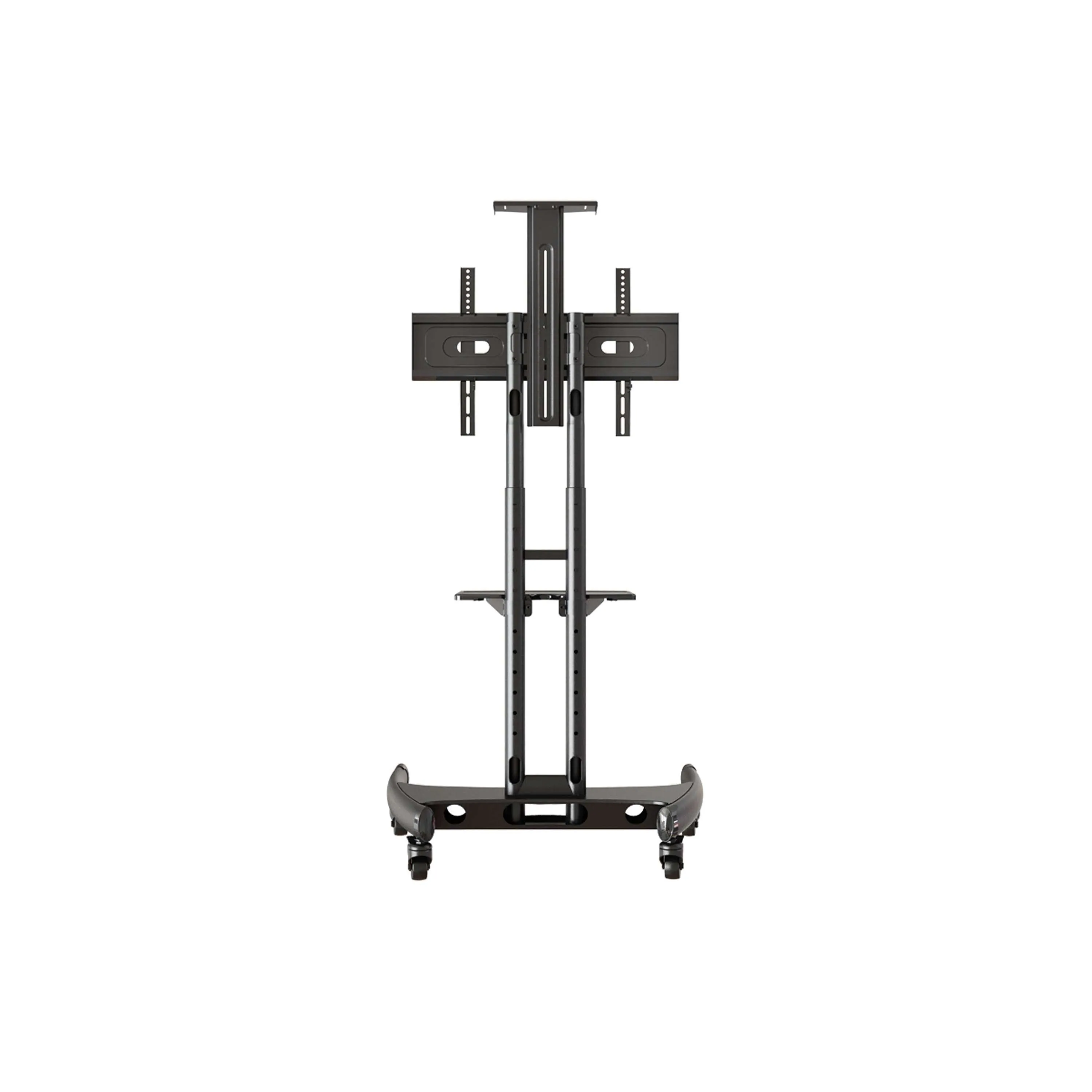 Lorell/Rocelco 32"-70" Mobile Flat Screen, Monitor, A/V and TV Cart with A/V Component and Webcam Shelves, R VSTC, Black