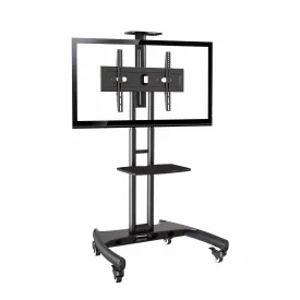 Lorell/Rocelco 32"-70" Mobile Flat Screen, Monitor, A/V and TV Cart with A/V Component and Webcam Shelves, R VSTC, Black