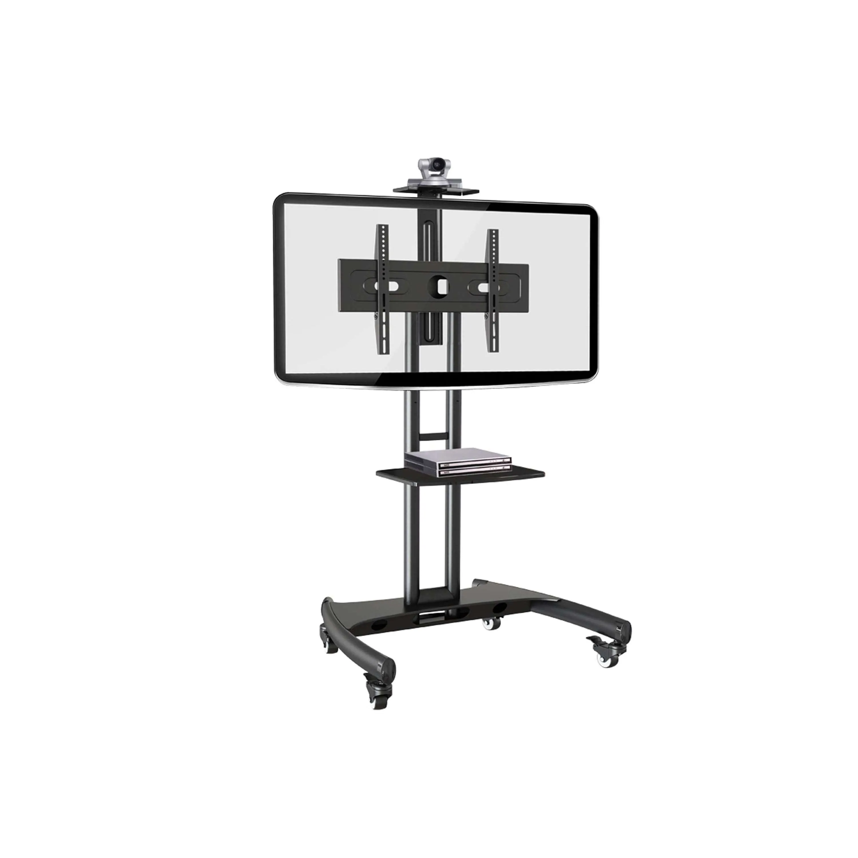 Lorell/Rocelco 32"-70" Mobile Flat Screen, Monitor, A/V and TV Cart with A/V Component and Webcam Shelves, R VSTC, Black