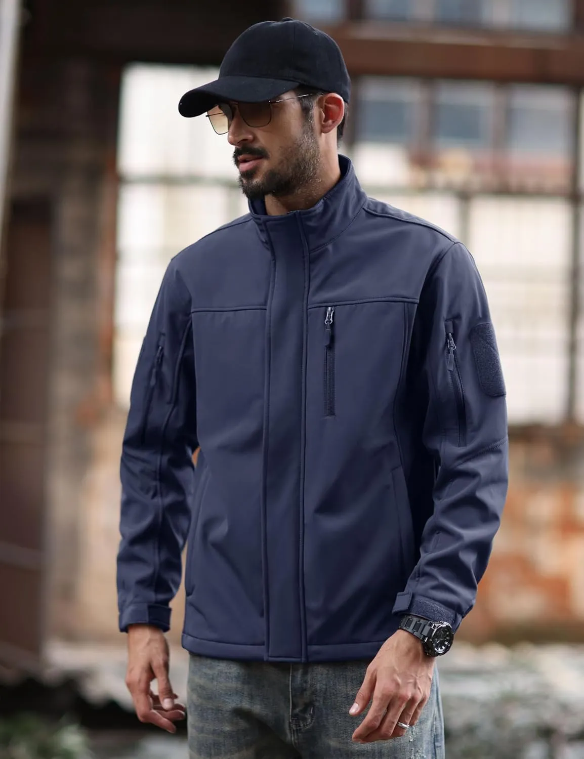 MAGCOMSEN Men's Tactical Jacket Water Resistant 6 Pockets Softshell Fleece Lining Hiking Winter Jacket Windbreaker Outwear