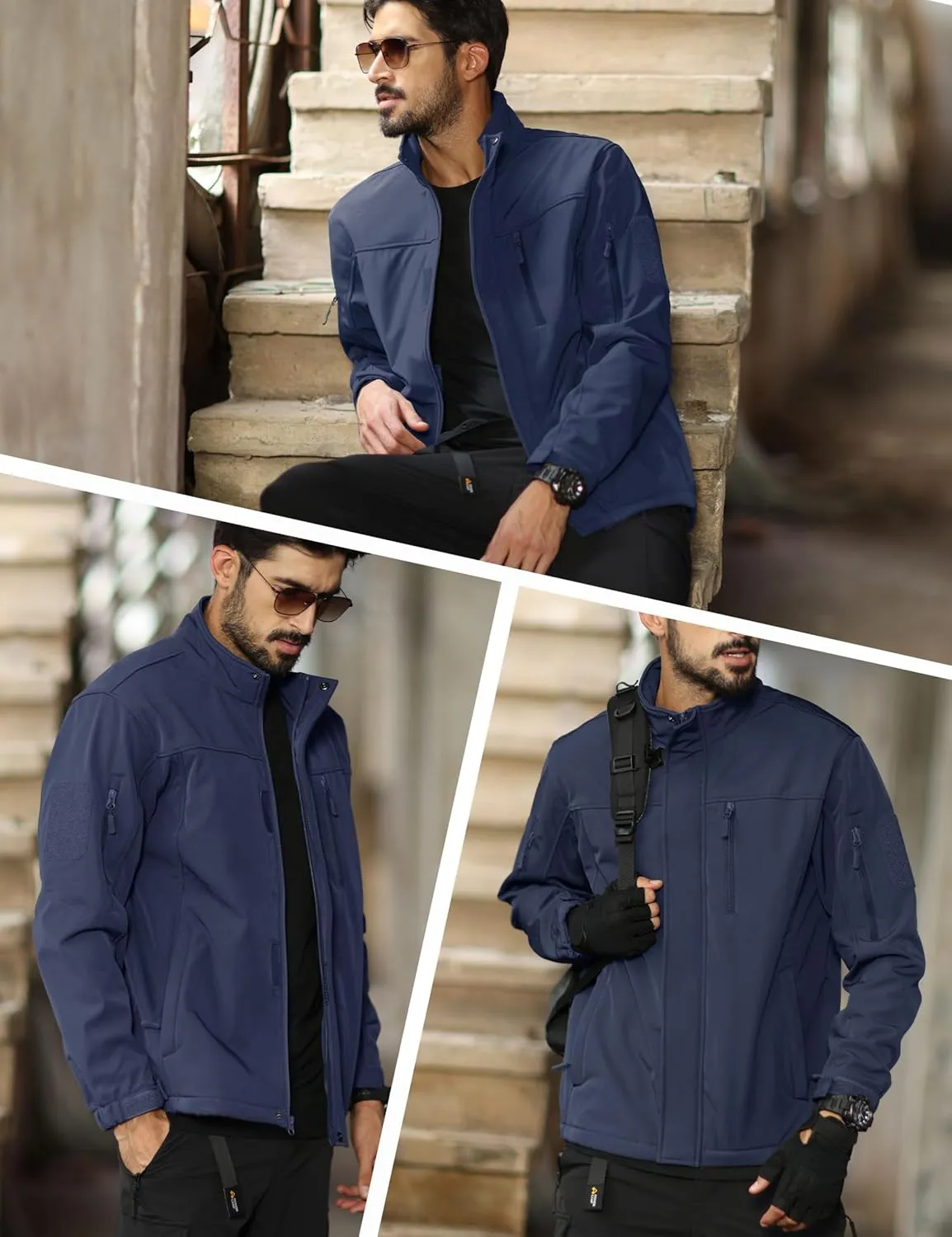 MAGCOMSEN Men's Tactical Jacket Water Resistant 6 Pockets Softshell Fleece Lining Hiking Winter Jacket Windbreaker Outwear