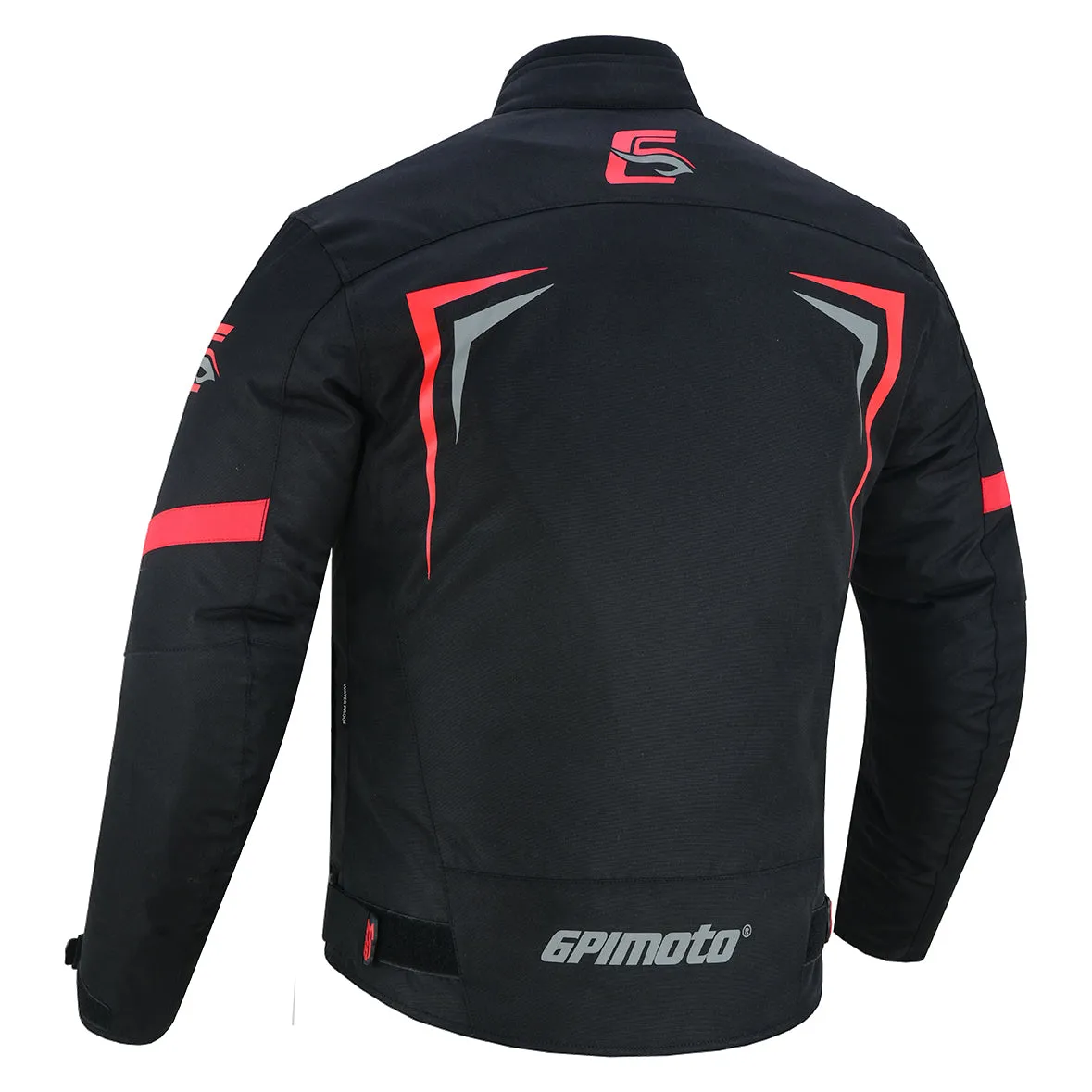 Men's All Season 4 Pockets Water Proof Motorcycle Black/Grey/Red Jacket