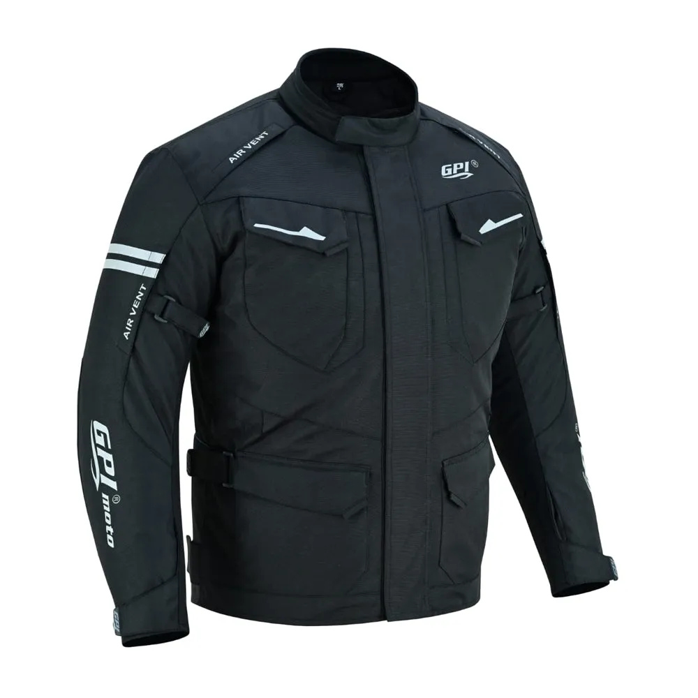 Men’s All-Season High Premium Quality Waterproof Motorcycle Jacket with Removable Armor – Full Black