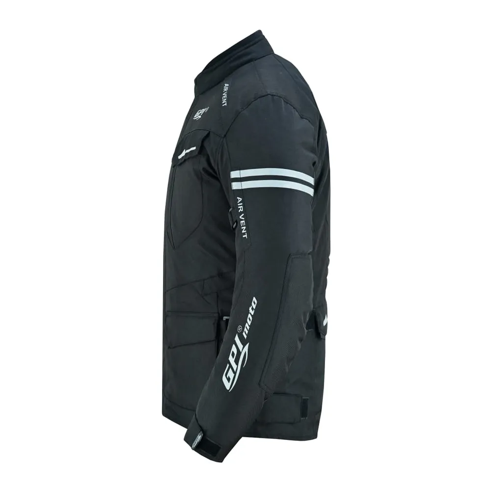Men’s All-Season High Premium Quality Waterproof Motorcycle Jacket with Removable Armor – Full Black