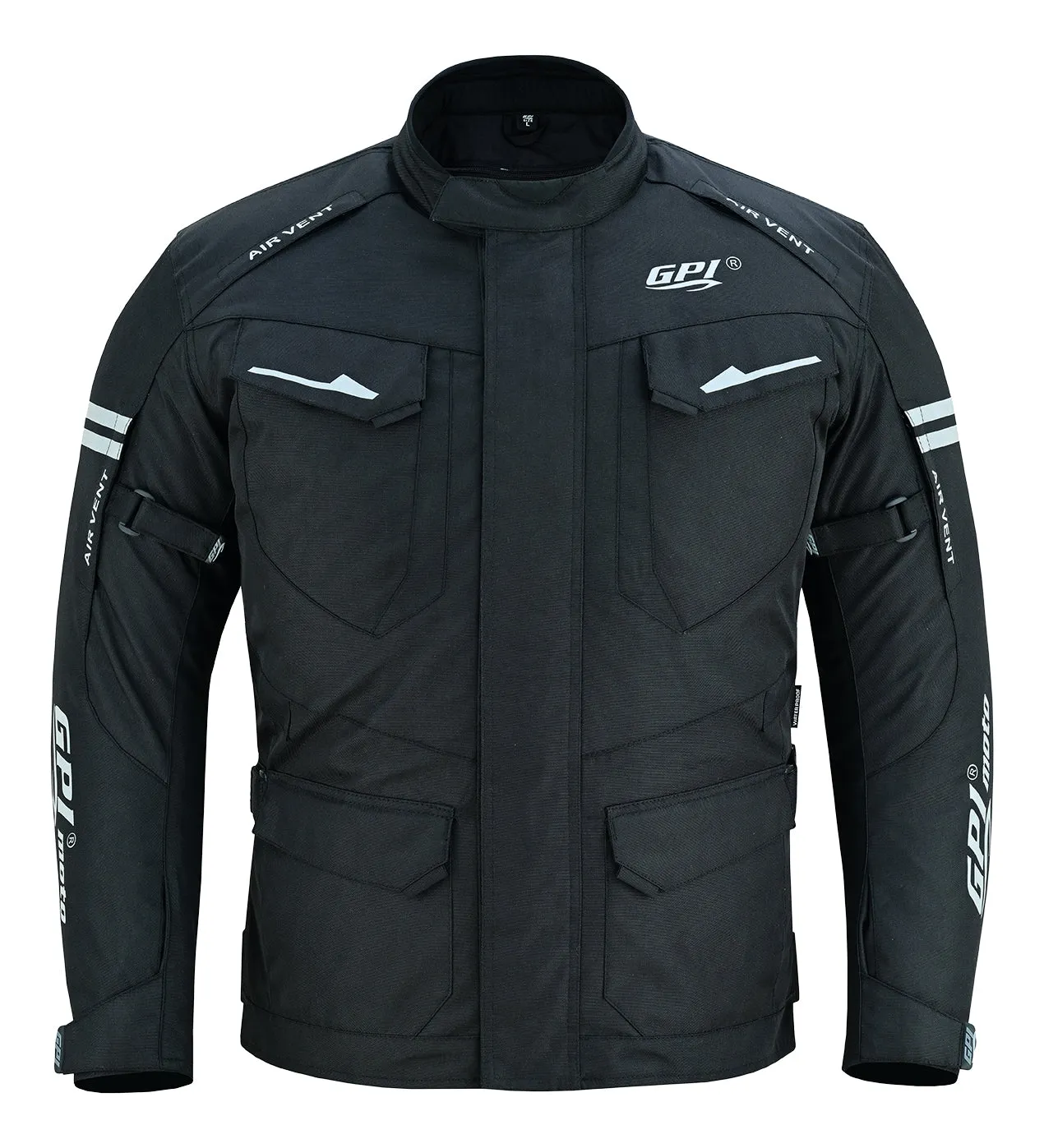 Men’s All-Season High Premium Quality Waterproof Motorcycle Jacket with Removable Armor – Full Black