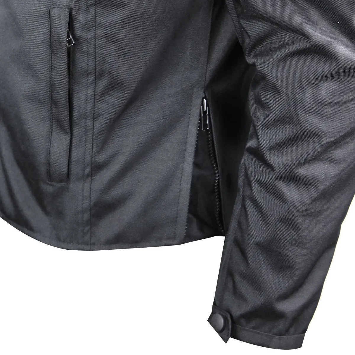 Mens Black Embroidered Reflective Skull CE Armored Textile Biker Motorcycle Jacket