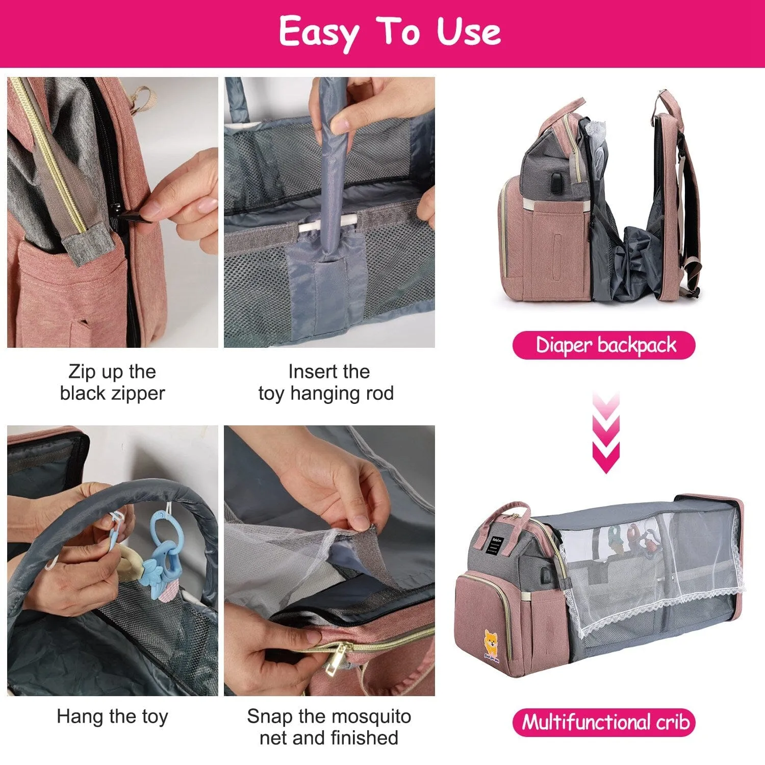 Multifunctional Diaper Bag Backpack