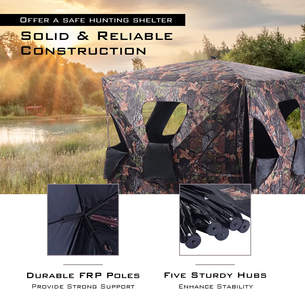 NNECW  Portable 3-Person Camouflage Hunting Blind with 360 Broad Vision
