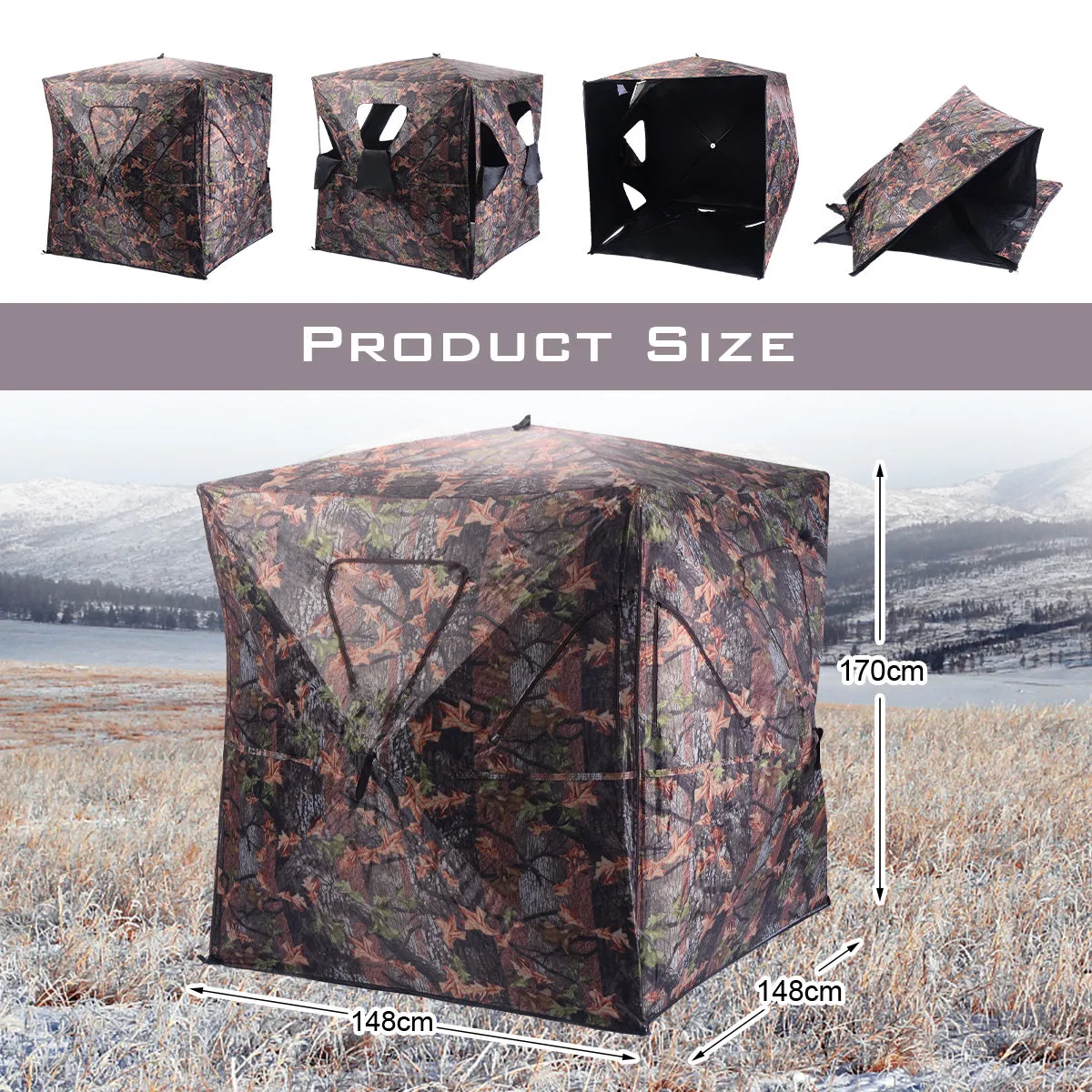 NNECW  Portable 3-Person Camouflage Hunting Blind with 360 Broad Vision