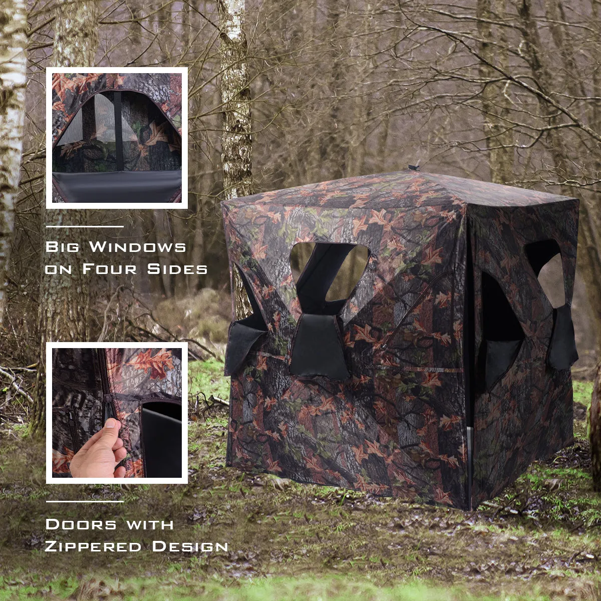 NNECW  Portable 3-Person Camouflage Hunting Blind with 360 Broad Vision